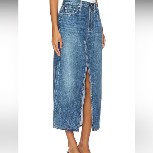 NWT RAG & BONE LIQUID MIRAMAR CLARA MIDI SKIRT IN CAMERON - Picture 2 of 10